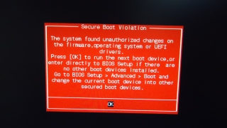 Secure Boot Violationが表示される現象について
