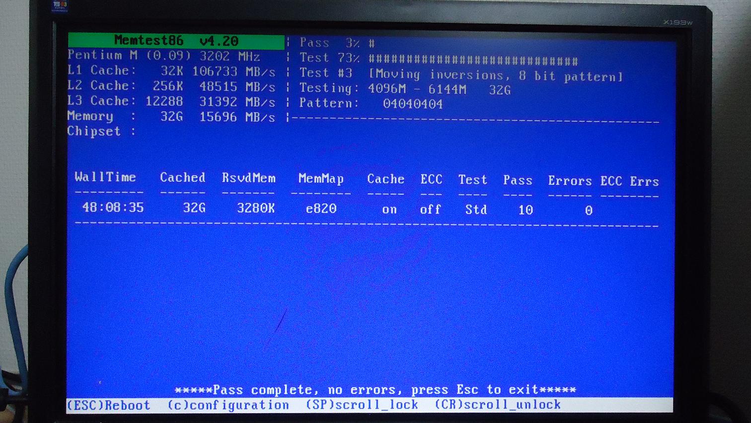 32GBメモリのMemtest